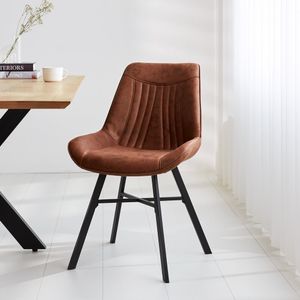 Manahee Design | Esszimmerstuhl Cognac  | Schwarzer Metallrahmen | 53 x 63,5 x 87 cm