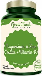 GreenFood Nutrition Magnesium und Zink Chelate + Vitamin D3 90 Kapseln