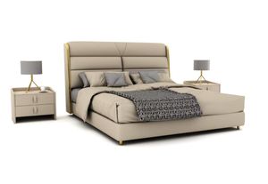 Hellbeiges Doppelbett Luxus Schlafzimmer Bett Modernes Design JVmoebel