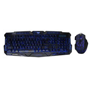 J60 Office-Gaming-Tastatur- und Maus-Set, 114 Tasten/USB-Plug-and-Play/LED-Hintergrundbeleuchtung/3-farbig einstellbar/ergonomisches Design, englische Version, schwarz