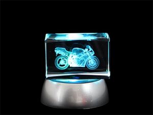 3D Laser Kristallquader Glasblock , Modell wählen:Motorrad, Modell auswählen:o. Sockel
