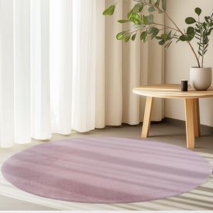 Homebyhome Kurzflor Teppich Einfarbig Waschbar, Weich & Rutschfest für Wohnzimmer & Schlafzimmer, Grösse 80 cm Rund