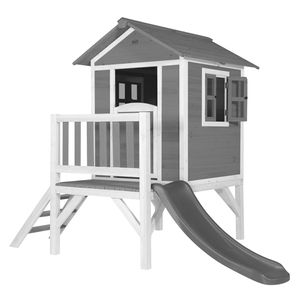 AXI Spielhaus Beach Lodge XL in Grau mit Rutsche in Grau | Stelzenhaus aus  Holz für Kinder | Kleiner Spielturm für den Garten