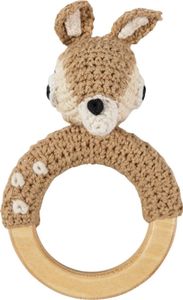 Sebra goldige Baby Häkelrassel Greifling crochet Reh Dixi Rehkitz hellbraun