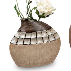 Formano 1 Stück Vase Creme-Braun 20 x 19 cm aus Keramik Dekoration für ein schönes Zuhause