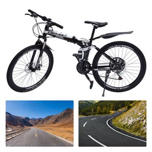 Mountainbike 26 Zoll MTB 21 Gang Faltrad Fahrräder mit Gabelfederung Gefaltetes Erwachsenes Fahrrad  Schwarz Klapprad Folding Bike 130kg