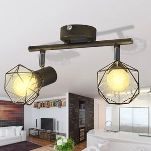 vidaXL Deckenstrahler mit 2 LED-Glühlampen Industrie-Stil Drahtschirm