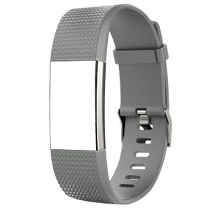 Sport Armband Gr. L für Fitbit Charge 2 Ersatzarmband Fitness Silikon Band Ersatzband, Grau