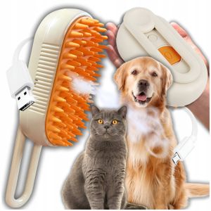 Steamy Cat Brush, 3 in 1 Steamy Cat Brush, Katzenbürste mit Dampf, Multifunctional Tierhaarentferner Für Massage, Pflege, Kaffee