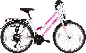 26 Zoll Fahrrad Damen Mädchen Fahrrad city bike  rad 21 Gang shimano Weiss pink  neu