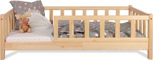 Kinderbett Bett mit Rausfallschutz 120x200cm Latternost Bettgestell aus Kiefer Holz für Haus Kinder Jungen & Mädchen - Holzbett Baby Kinderzimmer Junge Deko