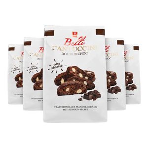Belli Cantuccini 5er Pack DOUBLE CHOC (5x 250g) | Mandelgebäck aus Italien | Keks mit Mandeln, Schokolade und Kakao-Pulver | insgesamt 1250g Gebäckstücke