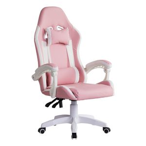 Bürostuhl Ergonomisch Gaming-Stuhl, mit Armlehne, Kopfstütze, Lendenkissen, Rosa