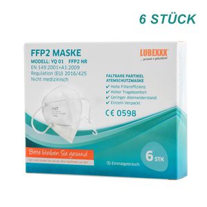 6 kusov masky pre dospelých FFP2 Respirátor Prachová maska Hygienická individuálne balená CE Certifikovaná ochrana úst EÚ 2016/425