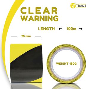 V1 Trade Absperrband - Flatterband Abmessungen 75mm x 100 m - Warnband Weithin Sichtbar - Trassenwarnband die Baustelle Markieren - Strapazierfähig und Dehnbar Caution Tape (Gelb-Schwarz)