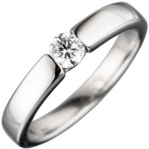 Solitär Ring Damenring weiße Zirkonia 925 Sterlingsilber rhodiniert Silberring