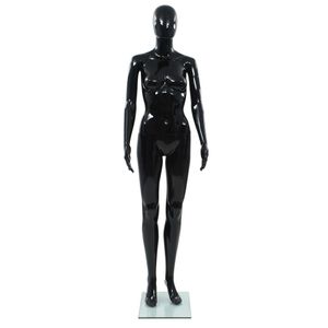 vidaXL Weibliche Schaufensterpuppe mit Glassockel Schwarz 175 cm