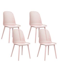 BELIANI Esszimmerstühle 4er Set Pastellrosa aus Kunststoff Stühle für Esszimmer Esstisch Modern Minimalistisch