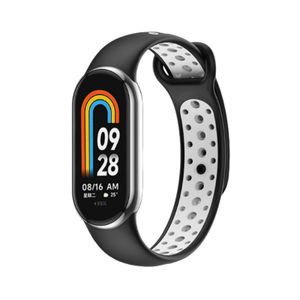 INF Xiaomi Band 8/9 Armband – Atmungsaktives TPU-Ersatzarmband Schwarz + Weiß