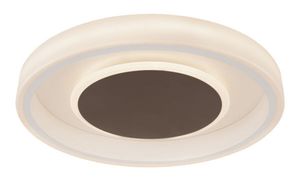 Globo Lighting Deckenleuchte Metall weiß, Acryl opal, Metall braun, dimmbar, mehrere Stufen über Wandschalter, Farben fixierbar, Memoryfunktion, Nachtlicht, Timer, Fernbedienung, Batterie inkludiert 2x AAA, ø: 500mm, H: 90mm, inkl. LED 40W 230V, 750-4800lm Source, 350-2200lm Output, CCT 3000-6500K