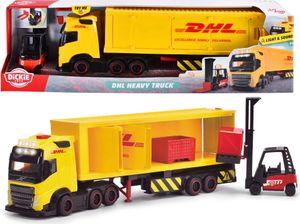 Dickie Toys - Volvo DHL Truck FH16 (35 cm) - Post- & Paket-Transporter für Kinder ab 3 Jahre, Spielzeugauto-Set mit Gabelstapler, Zubehör, Licht & Sound, inkl. Batterien