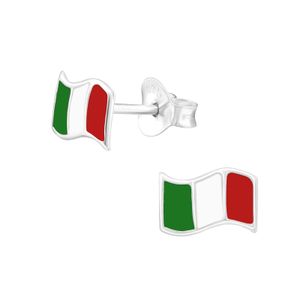1 Paar Ohrringe Ohrstecker 925 Sterling Silber Fahne Italien