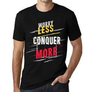 Herren Grafik T-Shirt Sich weniger sorgen mehr erobern – Worry Less Conquer More – Öko-Verantwortlich Vintage Jahrgang Kurzarm Lustige Druck