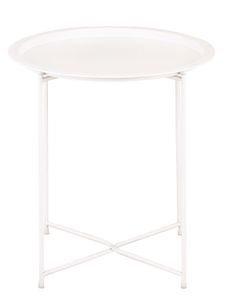 Bočný stôl Ø47 H51 záhradný stôl balkónový stôl stôl na terasu okrúhly kovový biely
