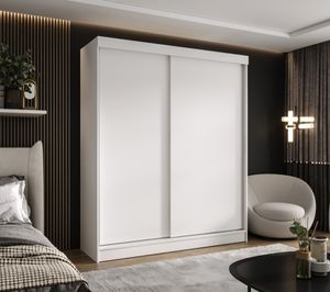CASPIAN 24 Kleiderschrank Weiß Schrank Garderobenschrank mit zwei Schubladen - 110x205 CM