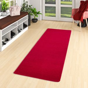 Trend Velours Läufer Teppich Joy Rot, Größe:80x200 cm