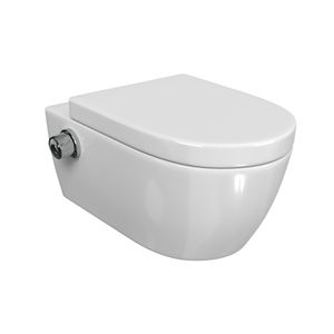 SSWW Taharet WC Inkl. Armatur und abnehmbarer Softclose Sitz Dusch-WC Hänge-WC Toilette mit Bidet-Funktion Hygienisch Alpha Spülrandlos 540 x 360 x 330 mm