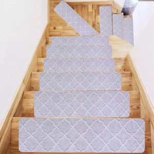 Stufenmatte Treppenmatten 76*20cm rechteckig Treppenteppich Treppenschoner Stufenteppich selbstklebend, Hellgrau