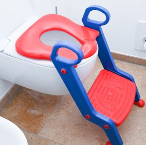 Dr. Schandelmeier Toilettentrainer Kindertoilette mit Treppe Kind Baby WC Sitz mit Stufen Lerntöpfchen, Farbe:Blau-Rot