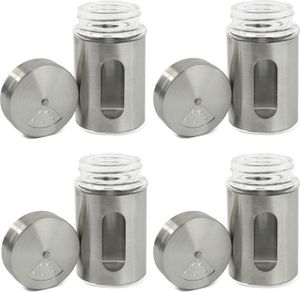 4x Gewürzstreuer Edelstahl Pfeffer Salz Gewürze Glas Gewürzdose Vorratsgläser 4x Gewürzstreuer Edelstahl Pfeffer Salz Gewürze Glas Gewürzdose Vorratsgläser
