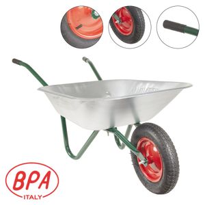 BPA Schubkarre Bauschubkarre Schiebekarre Grün mit 70l Liter und Luftrad