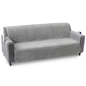 JEMIDI Sofaschoner 3 Sitzer mit Armlehnen 191x279cm - Sofa Bezug Couch Schoner aus Polyester - Sofahusse Sofabezug waschmaschinenfest zum Wenden - grau