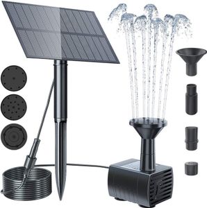 Solární fontána, 1,5 W, elektrické vodní čerpadlo se 4 tryskami pro venkovní použití, zahrada, dvůr, jezírko, ptačí lázně, dekorace