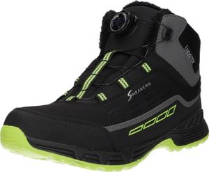 Sneakers Kinder-Jungen-Allwetterstiefel-Winterstiefel-Schneestiefel Schwarz-Grau-Gelb, Farbe:schwarz, EU Größe:33