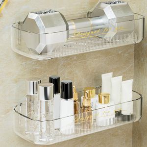 Badezimmer Regal,Ohne Bohren Badezimmerregale,Duschregal Plastik Duschkörbe an der Wand montiert für Küchen und Badezimmer(Transparentes Weiß)