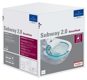 Villeroy & Boch Subway 2.0 - Závesné WC s WC doskou SoftClosing, DirectFlush, alpská biela 5614R201