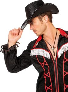 Schwarzer Pailletten Cowboy Hut