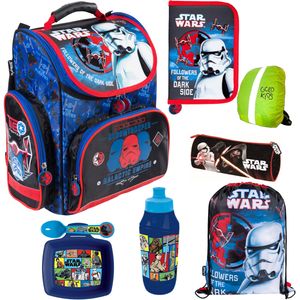 Star Wars 7-dielna sada ergonomickej školskej tašky aktovky, púzdra na ceruzky, tašky na telocvik, riadu, fľaše na vodu, peračníka, obalu proti dažďu chlapci