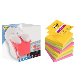 Post-it® Z-Notes Haftnotizenspender 76 mm + Super Sticky Z-Notes 6x90 Blatt