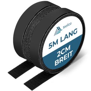 Klettband selbstklebend extra stark - 5 Meter lang, 2cm breit - für Fliegengitter, Klett-Hakenband, Flauschband, Klettverschluss Band, wetterfest, schwarz