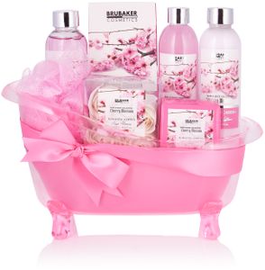 BRUBAKER Cosmetics Koupelová a sprchová sada Cherry Blossom - 8dílná dárková sada v dekorativní vaničce