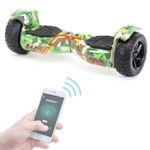 ROBWAY W2 Hoverboard | 700 Watt - 8,5 Zoll - 15 km/h  - App - Bluetooth - LEDs - Erwachsene & Kinder - Self-Balance - Bis 120 kg (Woodland Camo 2.0)