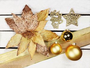 Set Weihnachtskugeln 142 Stück in Luxusbox GOLDEN GLITTER II für Weihnachtsbäume 240-270 cm