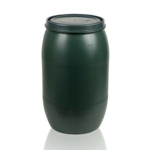 Regentonne Weithalsfass 220 Liter Regenfass Weithalstonne Sauerkrautfass Kunststoffbehälter mit Wasserhahn grün