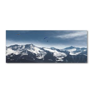 Tulup Acrylglas - Wandkunst - 125 x 50 cm - Bild auf Plexiglas® Dekorative Wand für Küche & Wohnzimmer - Landschaften - Gleitschirme Alpen - Grau