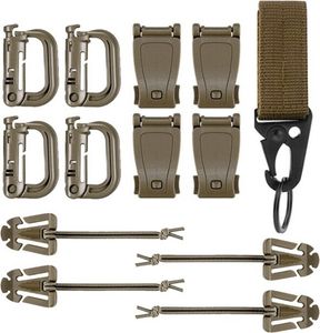 MOLLE Clips Set 13-teilig in Coyote Tan (Beige) - Taktischer MOLLE Adapterclip für MOLLE-Tasche